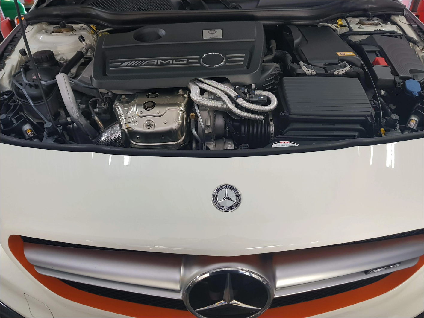 AMG M133 engine bay — Stage 2 tune